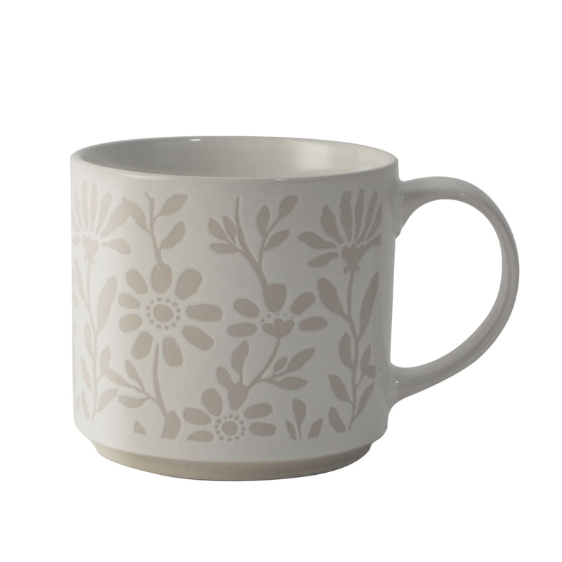 Stackable Floral Stoneware Mug, 16-oz D8Q8