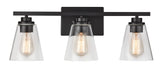 Venlaw 3-Light Vanity Light Fixture with Clear Glass Shade, Matte Black Y4D5 - product image 1