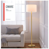 White Drum Shade Floor Lamp, 16-in, Metallic Gold/Matte Brass O5R8 - product image 4