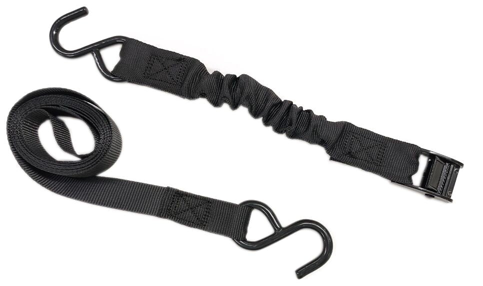 Bungee Cam-Buckle Tie-Down, 600-lb Break Strength, Black, 8-ft, 2-pk U6F1 - product image 2
