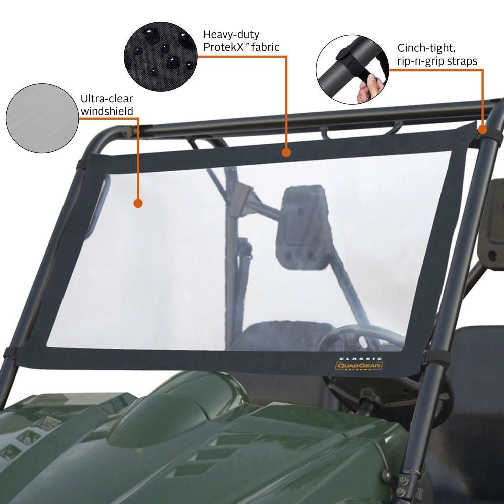Classic Accessories 78627 QuadGear UTV Windshield for Kawasaki Mule 2500/3000 & Polaris Ranger, Black W2V3 - product image 3