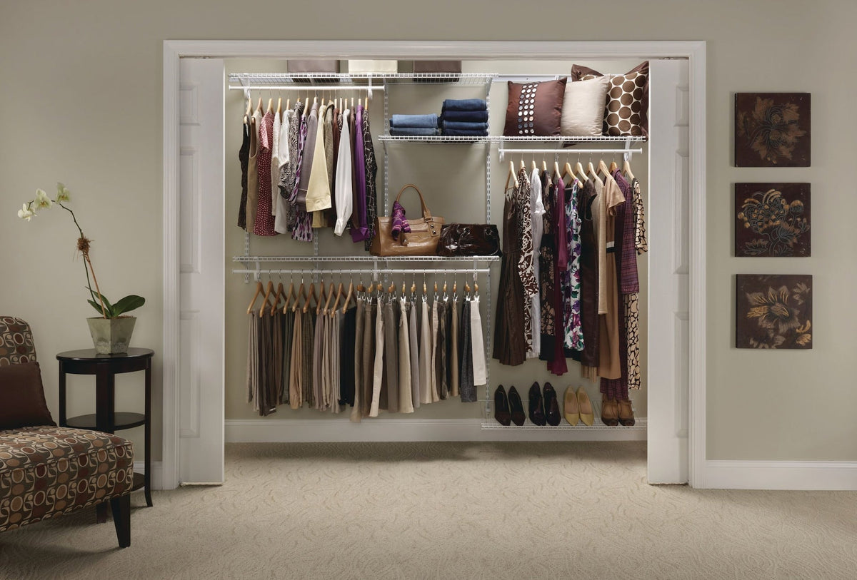 Wire Shelf Track Closet Organizer Kit, White, 5 x 8-ft S7N0 - product image 1