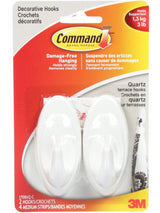 Decorative Quartz Terrace Hooks with Adhesive Strips, White, 3-lbs, 2 Strips per Pack C3S5 - product image 1