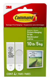 Medium Adhesive Picture Hanging Strips, White, 9-lbs, 3 Strips per Pack O7Z0 - product image 1