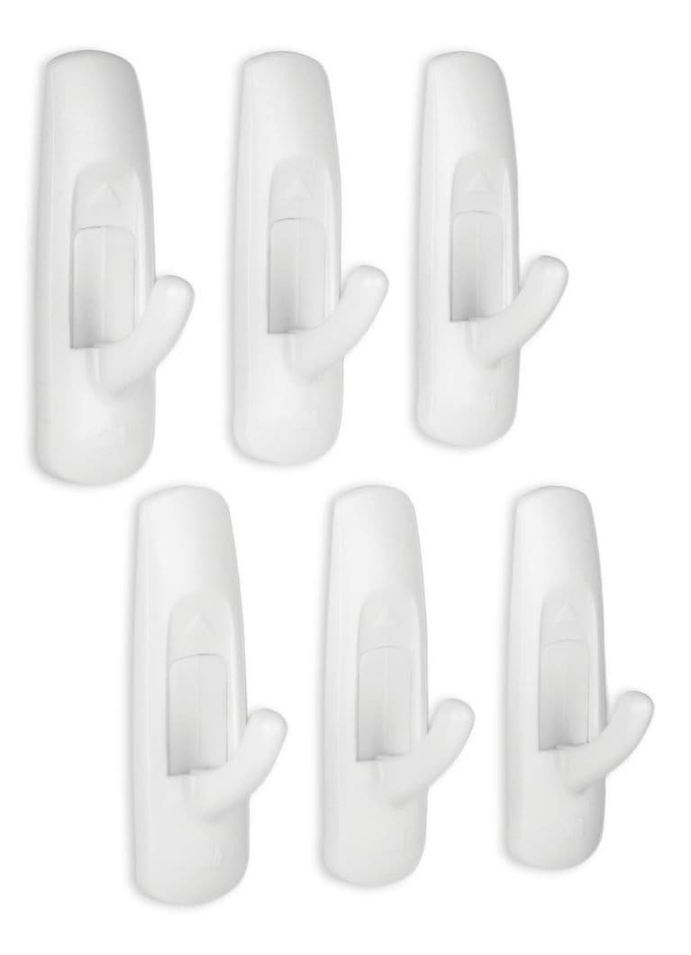 Medium Utility Hooks in Reclosable Package, Adhesive, No Surface Damage, 3-lb, 6 Strips per Pack G8S0