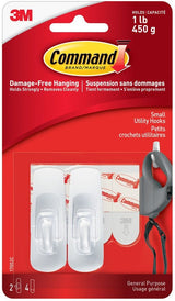 Small Utility Hooks Value Pack with Adhesive Strips, White, 1-lb, 2 Strips per Pack T1A2 - product image 1