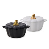 Kitchen 320-mL Black/White Ceramic Pumpkin Cocotte, 2-pk X3O3 - product image 1