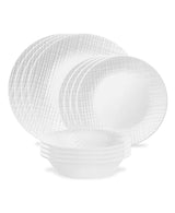 Linen Weave Dinnerware Set, Serves 4, 12-pc, White P4Z5 - product image 1