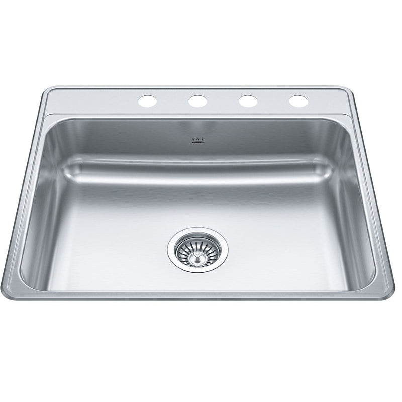 Drop-In Single 4-Hole Stainless Steel Sink, 22x25-in Z7N7