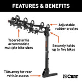 18065 Premium 5-Bike Two Arm Hitch Mount Bike Rack, Fits 2-in Receiver, Black P7E7 - product image 5