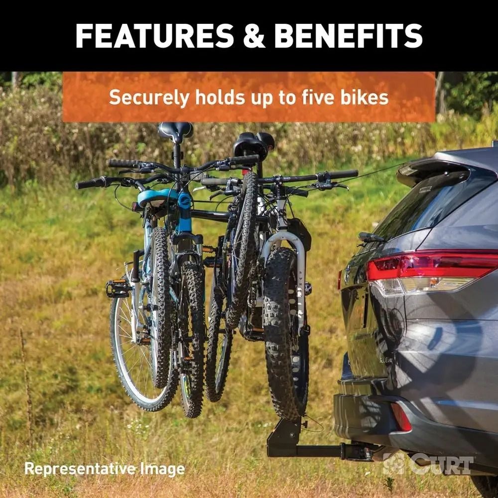 18065 Premium 5-Bike Two Arm Hitch Mount Bike Rack, Fits 2-in Receiver, Black P7E7 - product image 7