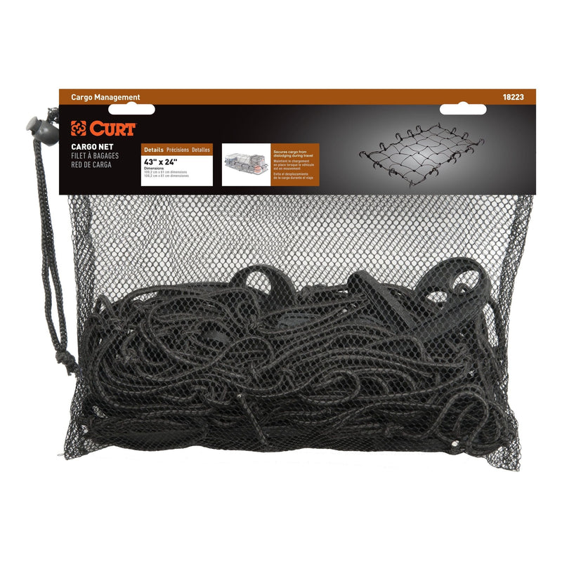 18223 Elastic Cargo Net with Hooks for Hitch Carrier, 43 x 24-in D1J3