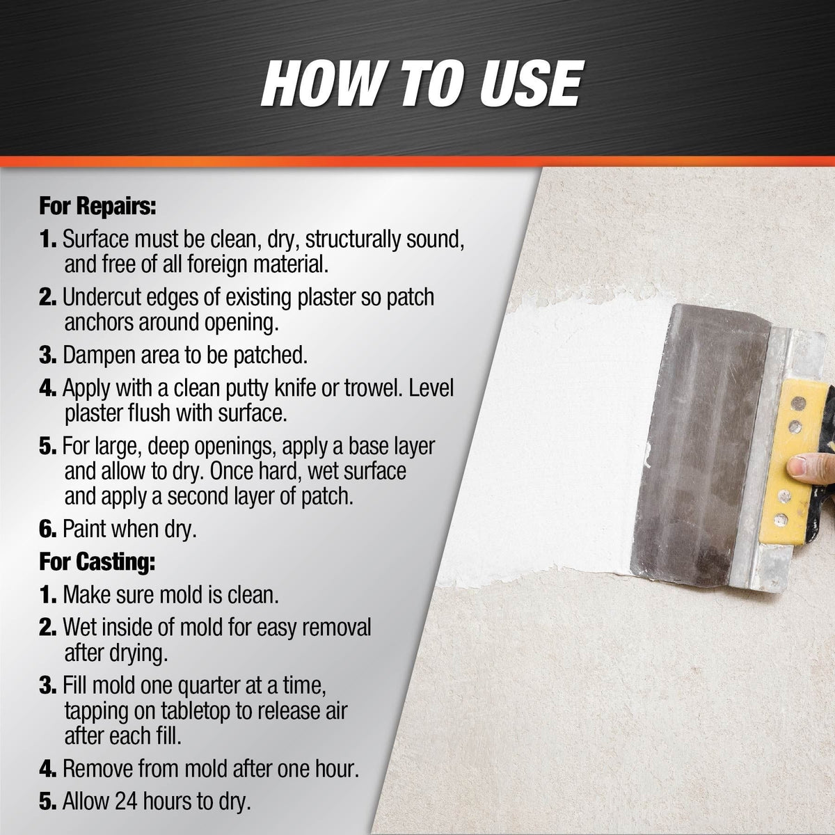 Plaster Of Paris Professional Dry Mix Plaster For Indoor Wall & Ceiling Repairs, 1.8-kg H8G2 - product image 2