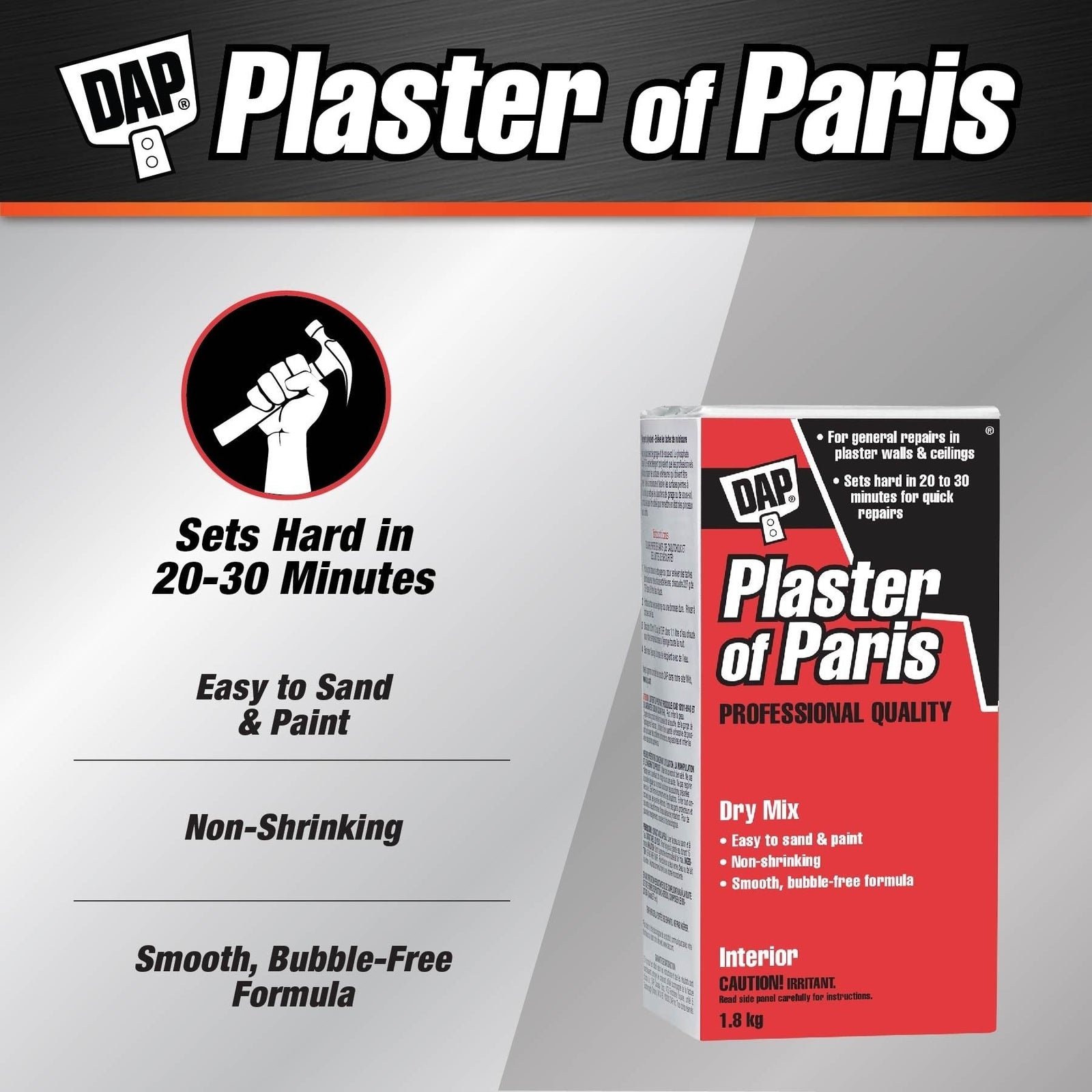 Plaster Of Paris Professional Dry Mix Plaster For Indoor Wall & Ceiling Repairs, 1.8-kg H8G2 - product image 3