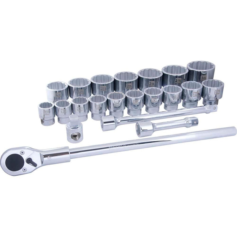 Tools 1-in Drive 12 Point Standard Socket & Attachment Set, SAE, 21-pk L6E4