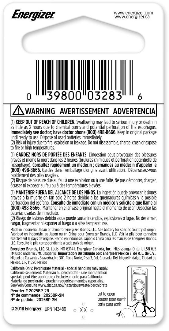 2-pk CR2025 3V / 3 Volt Lithium Coin Cell Batteries, Long Lasting C1O7 - product image 3
