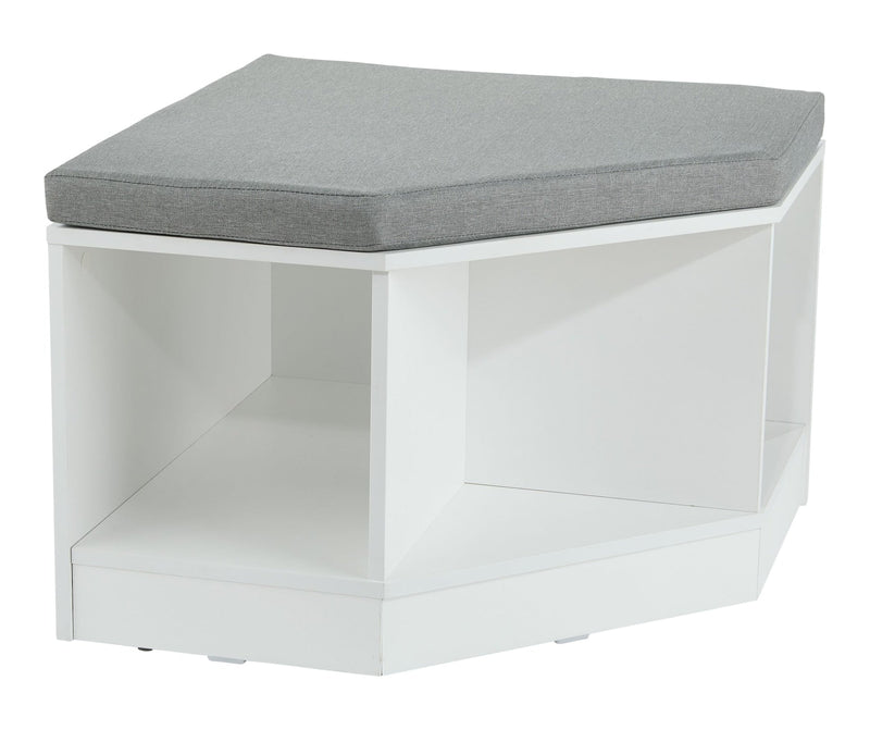 Space Saving Corner Bench with Storage, White/Grey Q3P7