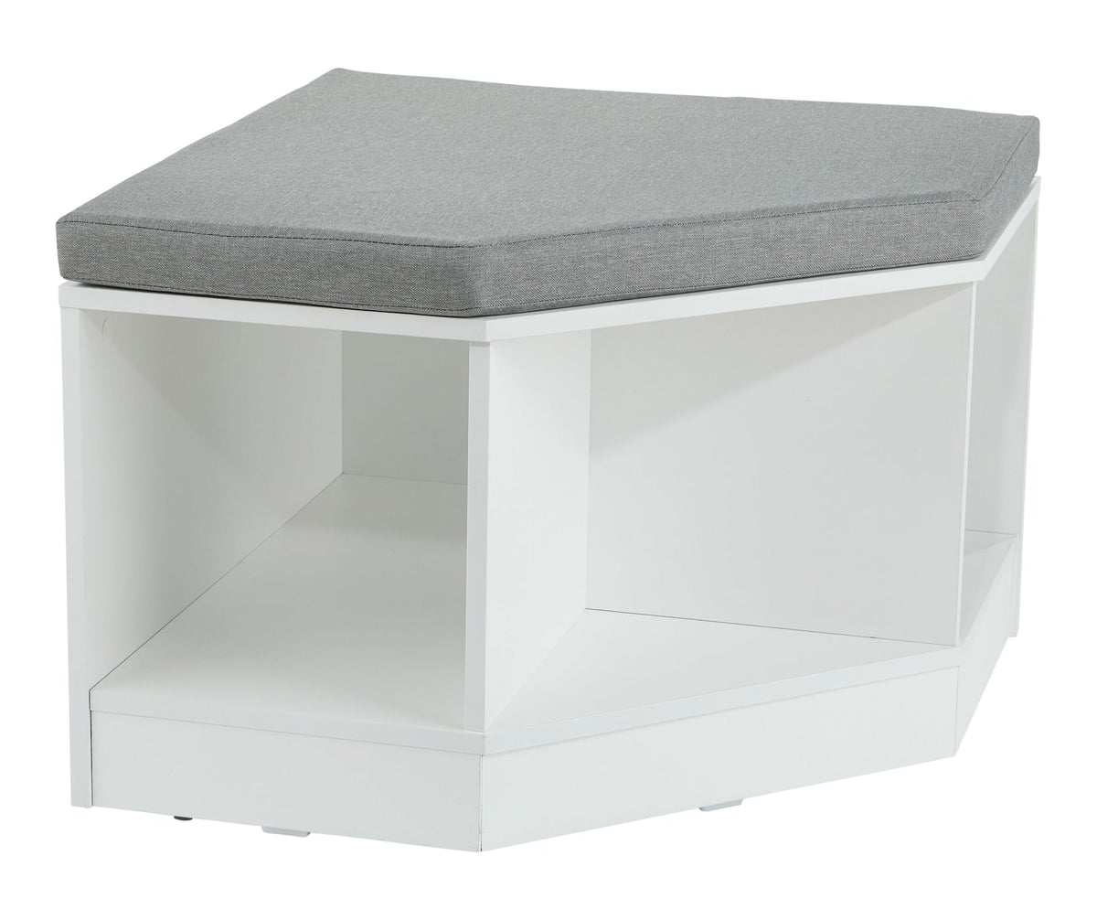 Space Saving Corner Bench with Storage, White/Grey G9O7 - product image 1
