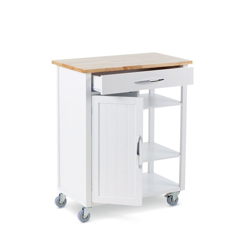Wood Top Kitchen Utility Storage Cart/Island With Locking Wheels, White O8Z7