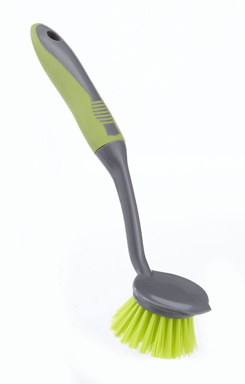 Round Non-Stick Surfaces Dish Scrub Brush with Stiff & Durable Fibre Bristles with Scraper X2C5