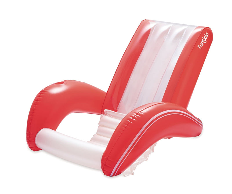 Red and White Recliner Floating Pool Lounger, Ages 14+ O9X9