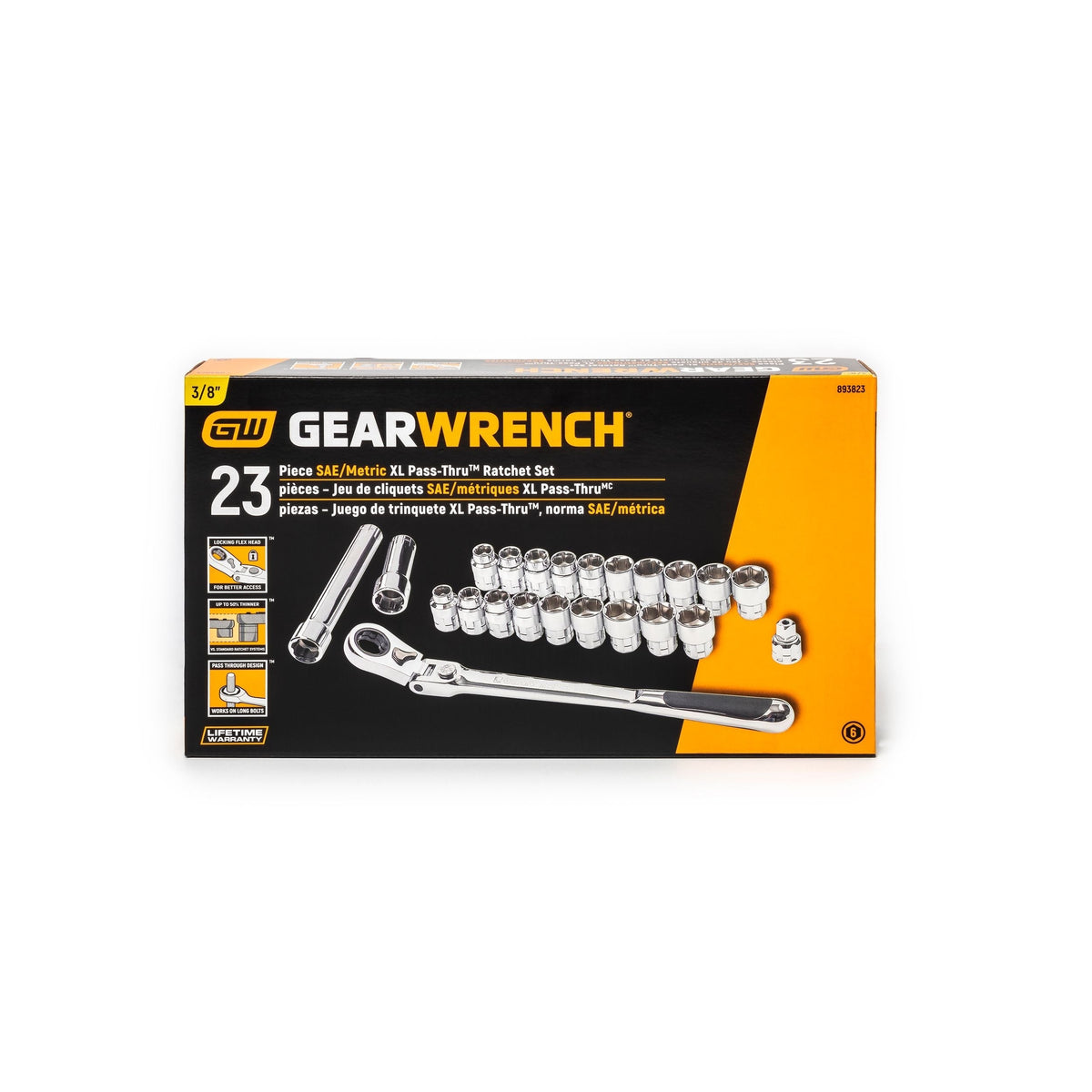 Pass-Thru 3/8-in Drive Socket Set 23-pc, SAE/Metric S3X0 - product image 2