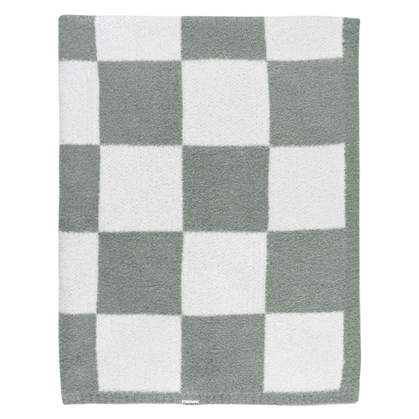 Childrenwear Green Checkered Silky Mink Baby Blanket K4E6