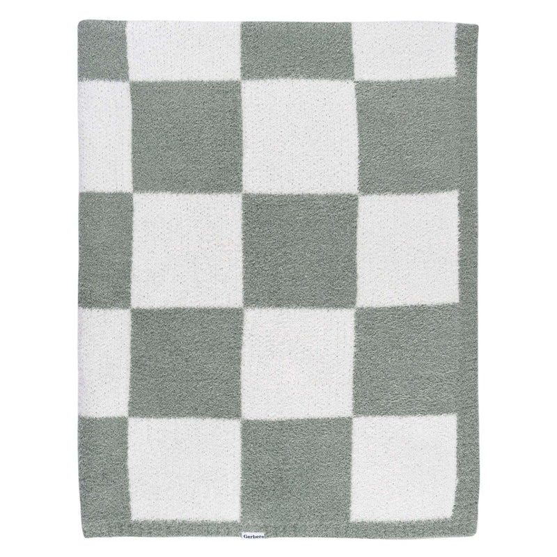Childrenwear Green Checkered Silky Mink Baby Blanket K4E6
