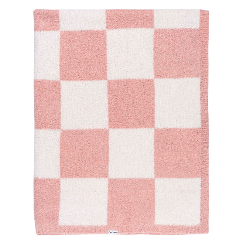 Childrenwear Pink Checkered Silky Mink Baby Blanket P4X8