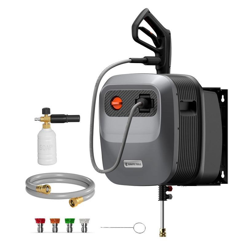 Tools Grandfalls G20 Wall Mounted 1900 PSI 2.2 GPM Brushless Electric Pressure Washer with 65-ft Retractable Hard Hose G8R7