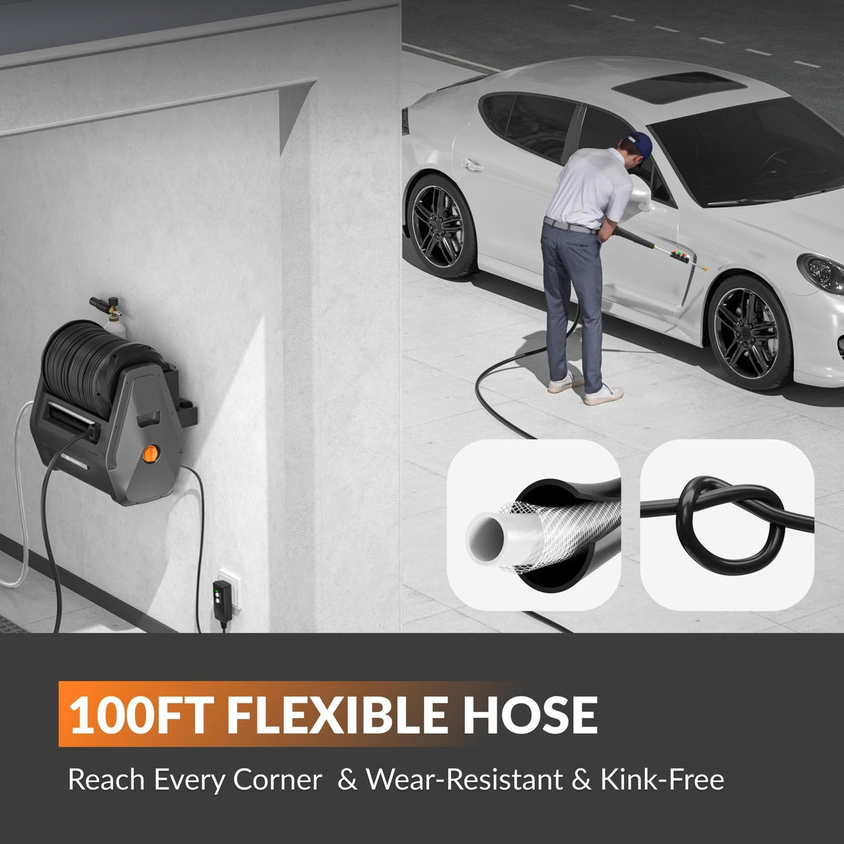 Tools Grandfalls G30 Wall Mounted 2100 PSI 2.2 GPM Brushless Retractable Electric Pressure Washer with 100-ft Hard Hose J1I4 - product image 6