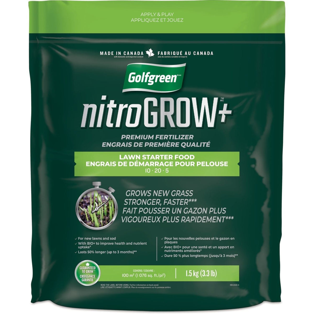 Nitrogrow+ Lawn Starter Premium Fertilizer,10-20-05, 1.5-kg P6T6 - product image 1