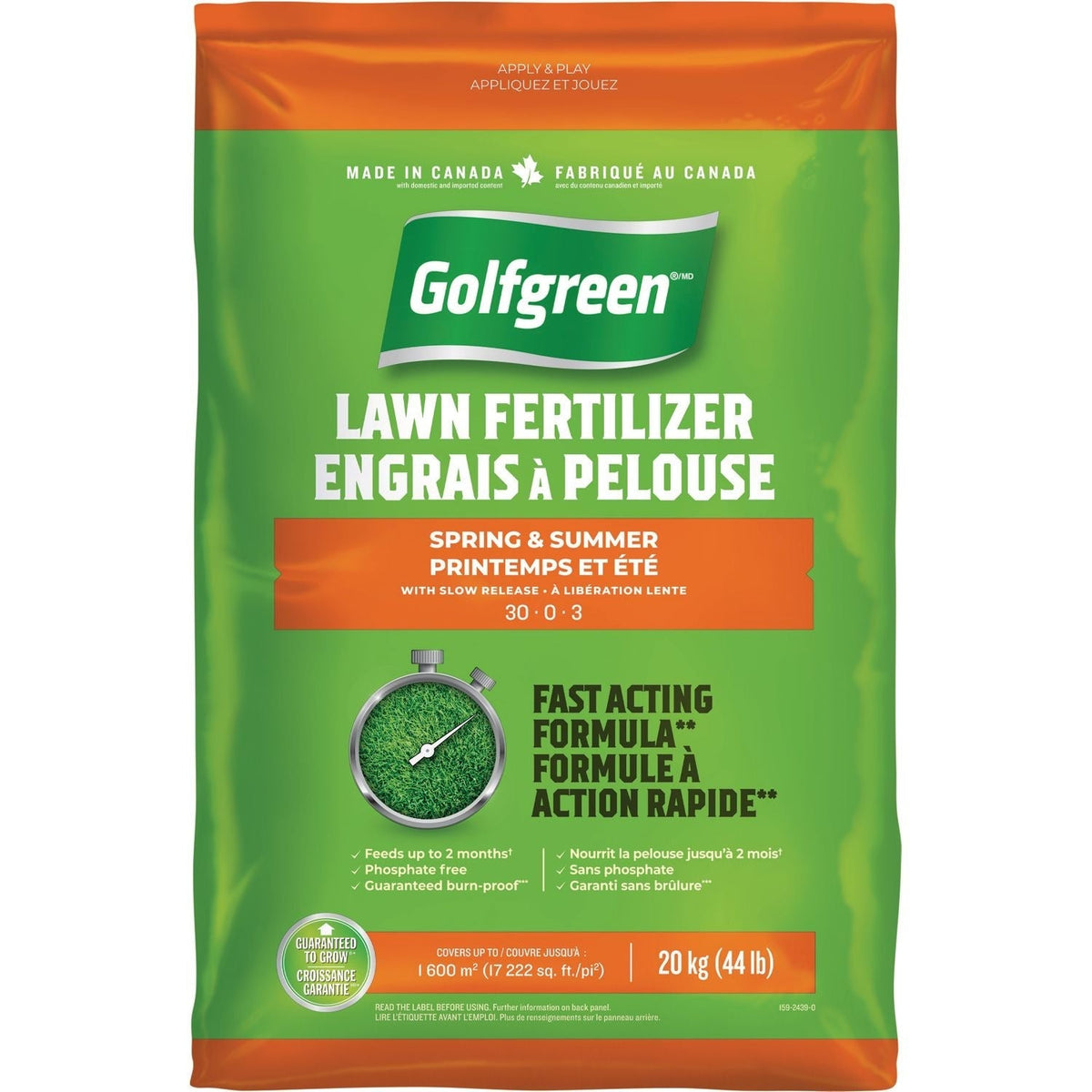 Spring & Summer Lawn Fertilizer, 30-0-3, 20-kg M4S7 - product image 1