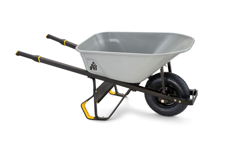 Heavy-Duty Easy Pivot/Dump Steel Tub Wheelbarrow, Steel Tray, 6-cu-ft A8S8