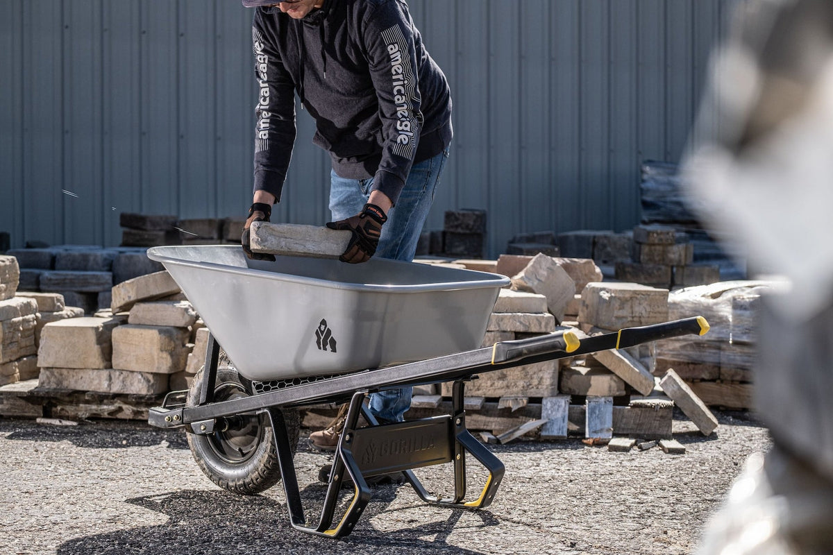 Heavy-Duty Easy Pivot/Dump Steel Tub Wheelbarrow, Steel Tray, 6-cu-ft A8S8 - product image 8