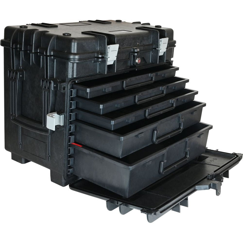 Tools Mobile Tool Chest, 3 Small, 1 Medium & 1 Large Drawer, Black X1H6