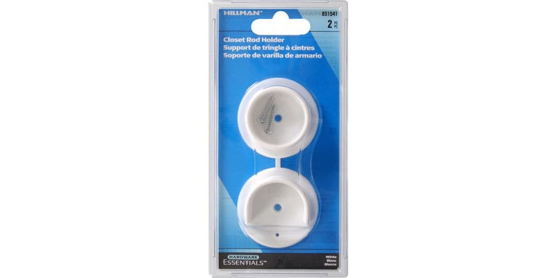Closet Rod Holder, Mounting Hardware Included, White, 2-pc Z4E5