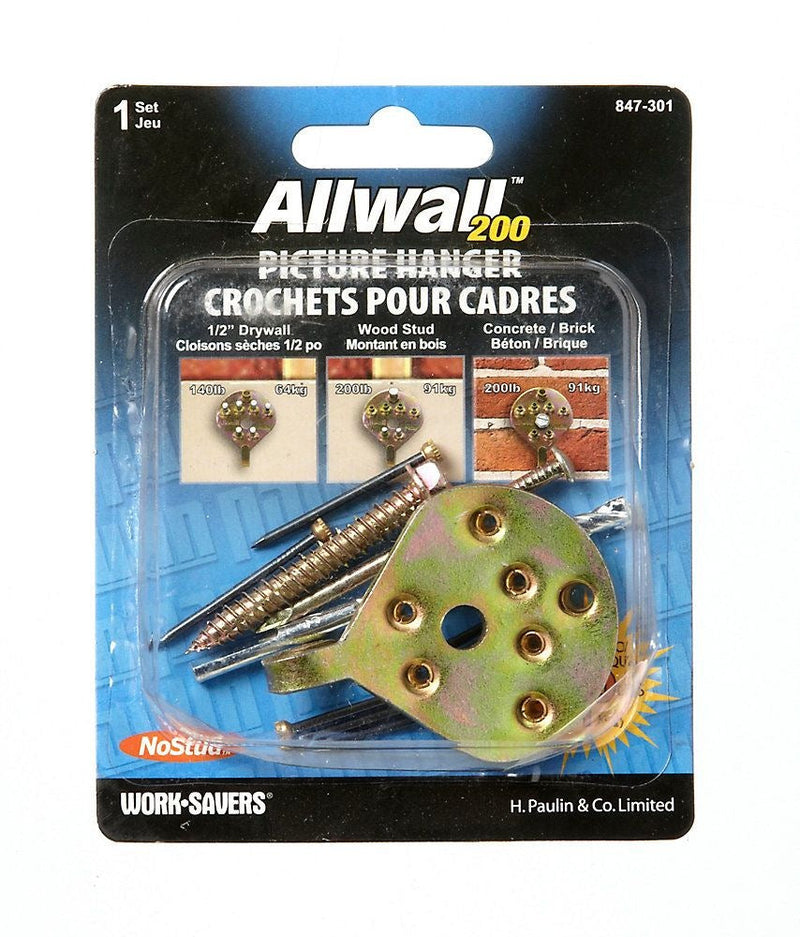 No Stud All WAll Picture Hanger, With Fasteners, 200-lb Capacity, Gold G4V7