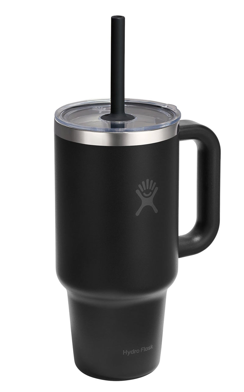 Stainless Steel Insulated Travel Tumbler Cup with Clear Straw Lid & Handle, Various Colours, 32-oz X9Y0