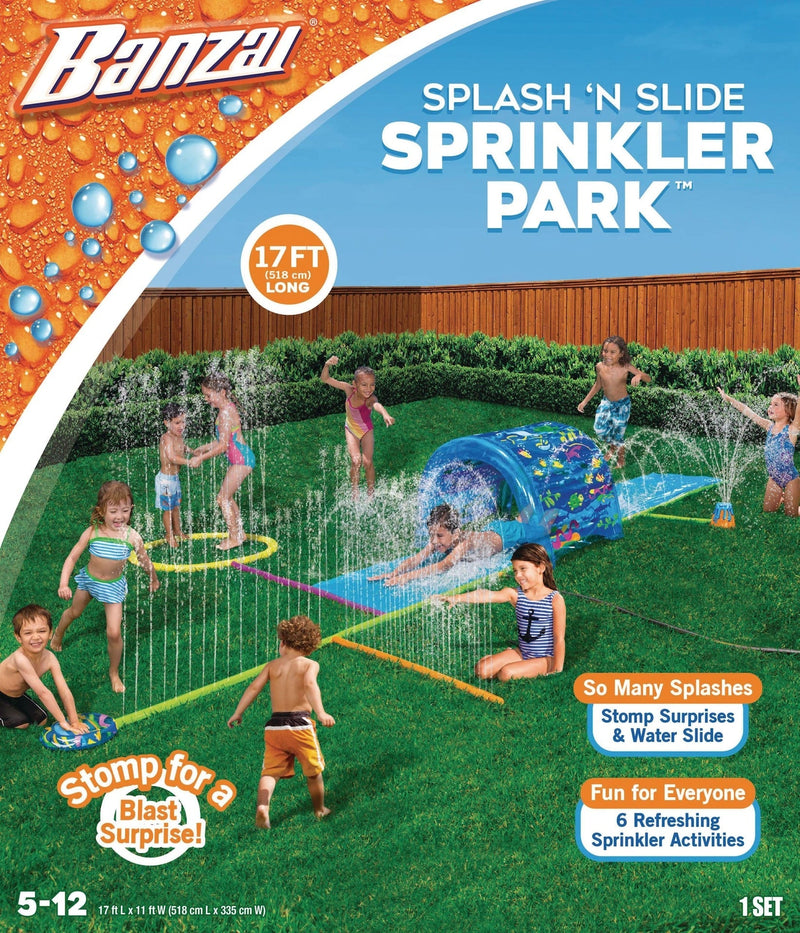 Splash ‘N Slide Water Sprinkler Park, Blue, 17-ft, Ages 5+, for Beach/Pool Fun Activities L5O6
