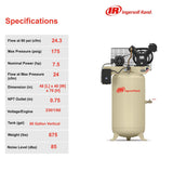 Rand 80-Gallon Vertical Air Compressor, 175 PSI, 7.5 HP B2D7 - product image 4
