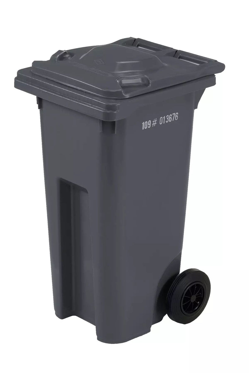 Mastercart Plastic Rectangular Wheeled Garbage Can, Black, 120-L R8Z4