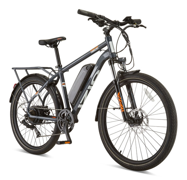 iZip Tangent All-Terrain 48V Electric Bike with Storage Carrier, 26-in Wheel, Grey J9S3