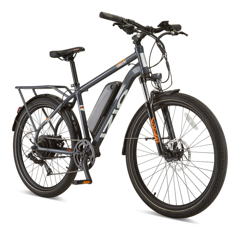 iZip Tangent All-Terrain 48V Electric Bike with Storage Carrier, 26-in Wheel, Grey J9S3