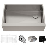 Kore Apron Front Farmhouse Stainless Steel Single Bowl Kitchen Sink with Add-Ons, 33x21x10-in E7K8 - product image 1