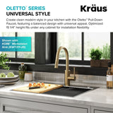 Oletto Pull-Down Single Handle Kitchen Faucet with QuickDock Top Mount Installation Assembly, Spot Free Antique Champagne Bronze F0T2 - product image 4