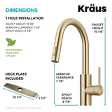 Oletto Pull-Down Single Handle Kitchen Faucet with QuickDock Top Mount Installation Assembly, Spot Free Antique Champagne Bronze F0T2 - product image 6