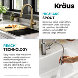 Oletto Pull-Down Single Handle Kitchen Faucet with QuickDock Top Mount Installation Assembly, Spot Free Antique Champagne Bronze F0T2 - product image 7