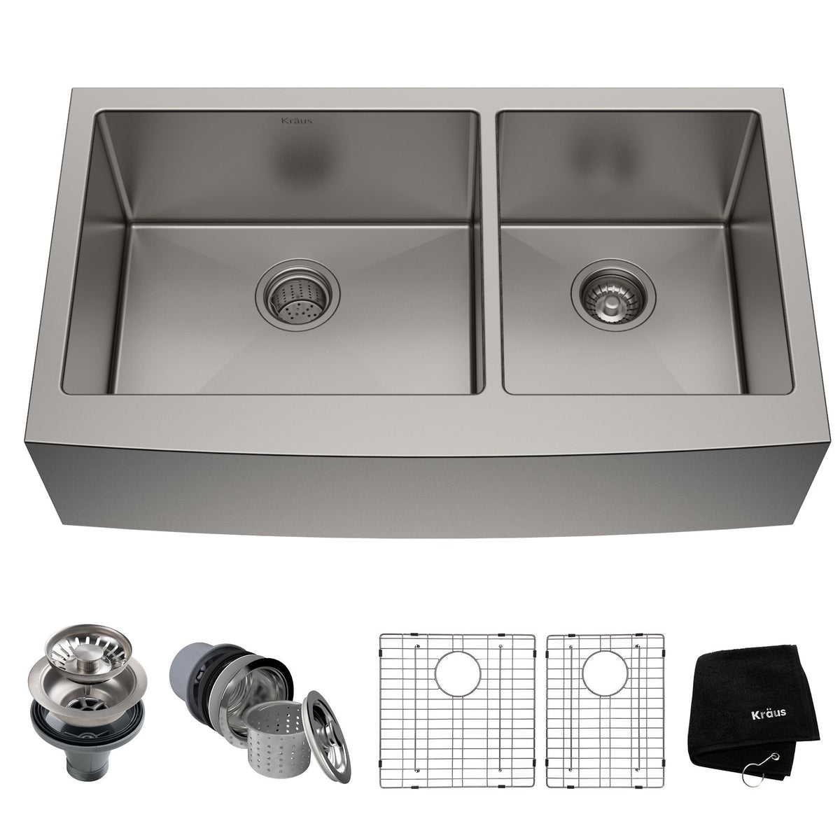 Standard PRO Apron Front Farmhouse Stainless Steel Double Bowl Kitchen Sink, 36x21x10-in O6L7 - product image 1