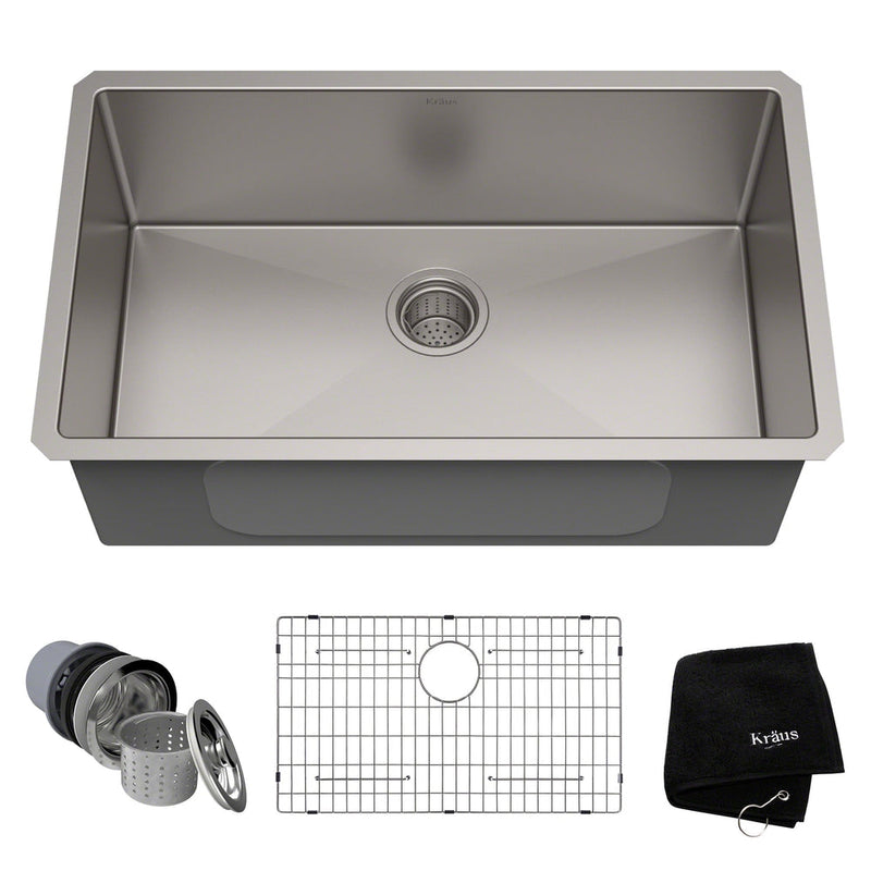 Standard PRO Undermount Stainless Steel Single Bowl Kitchen Sink, 30x18x10-in W6O1